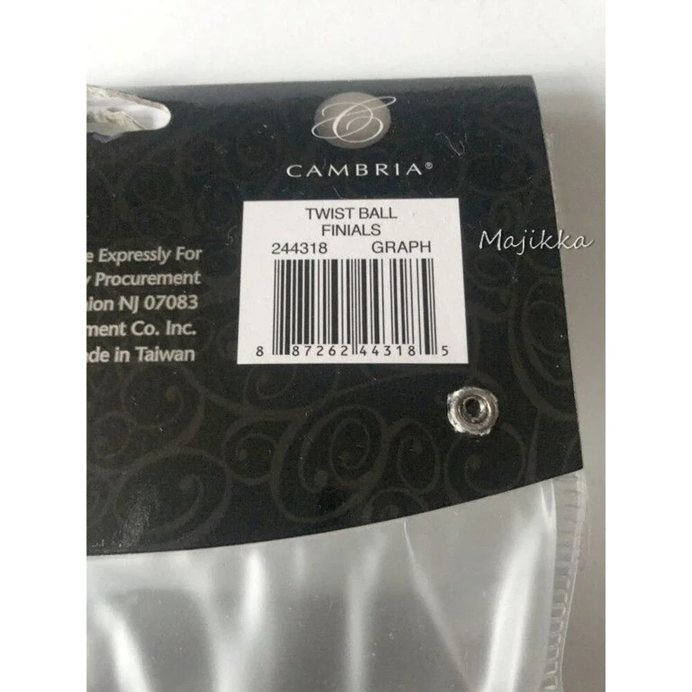Cambria Premier Twist Ball Finials in Graphite for Drapery Curtain Rods Set of 2
